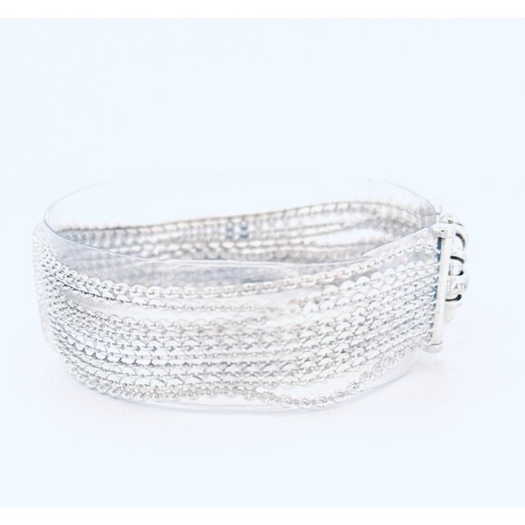 Milor Italy 925 Sterling Silver Ten Strand Circle Link Chain Statement Bracelet - Picture 3 of 14